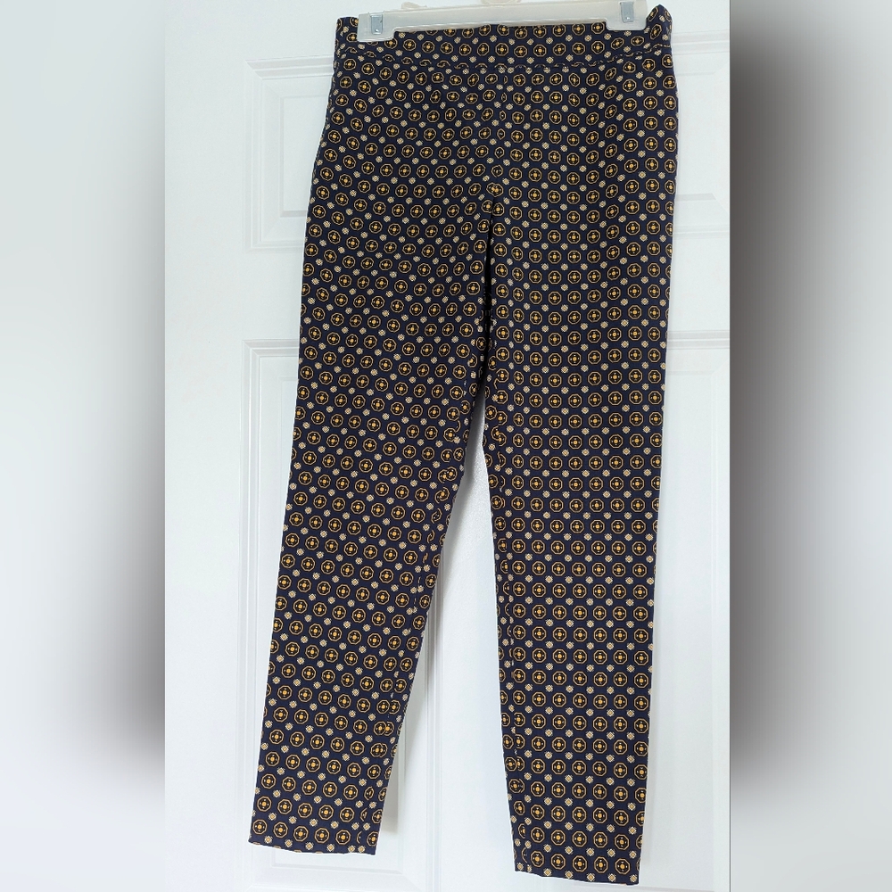 Talbots Navy and Gold Patterned Pants